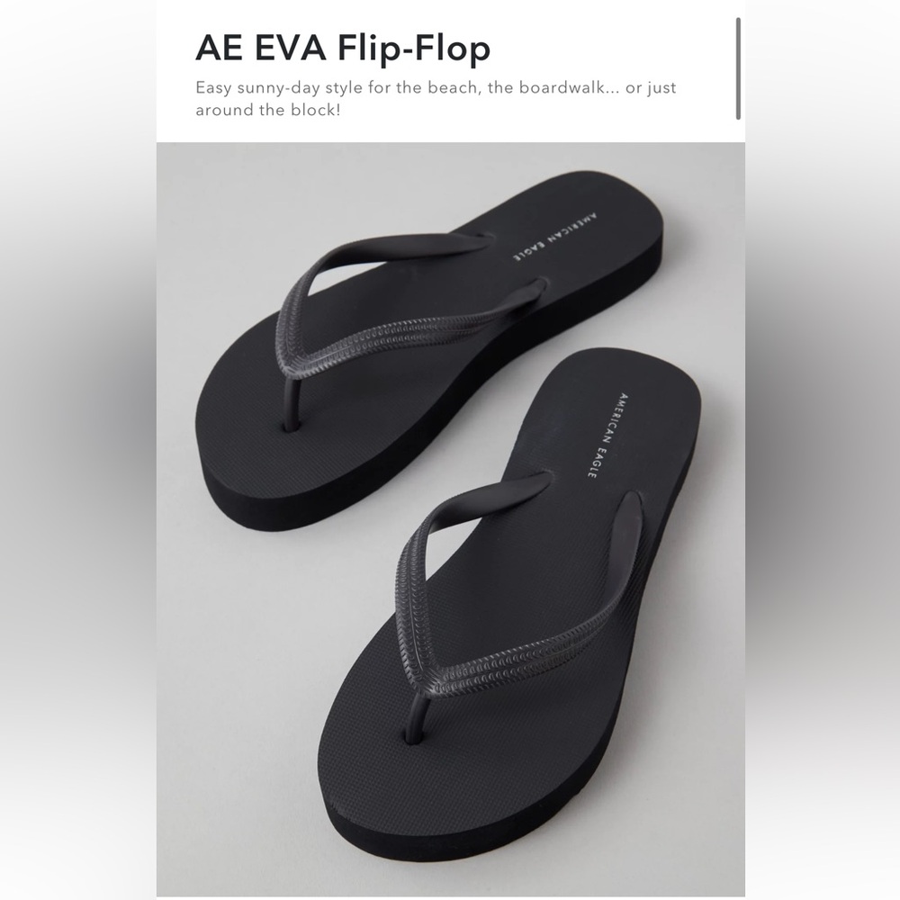 American Eagle Outfitters EVA Flip Flops Black Sandals Minimalist Design